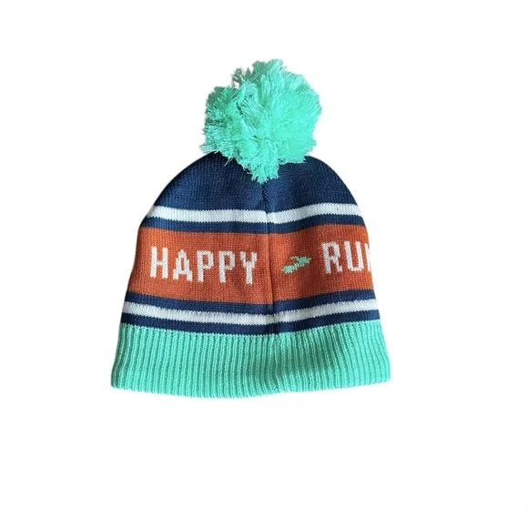 Brooks Happy Heritage Run Happy Winter Knit Beanie Pom Hat - Picture 2 of 5